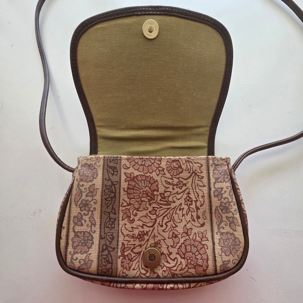 Liz Claiborne Bag Vintage Y2K Crossbody Brown Floral Cottagecore Boho Small - Picture 4 of 15